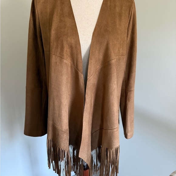 Renee C. Tan Suede Fringe Open-Front Jacket - Picture 2 of 5